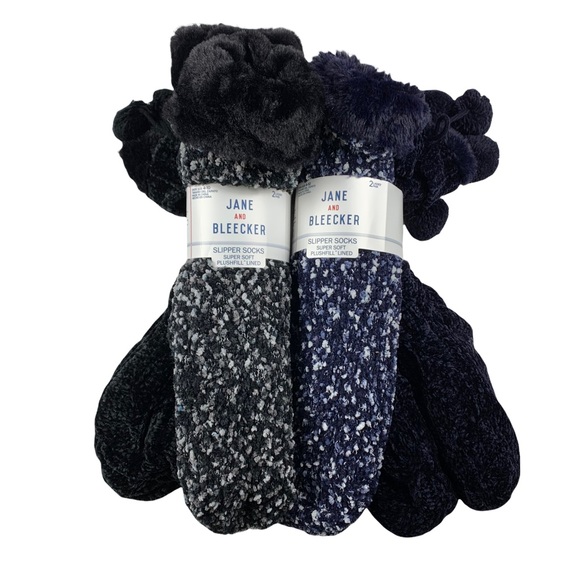 Jane And Bleecker Lot of 2 Plushfill Lined 2-Pack Chunky Slipper Sock - Picture 2 of 7